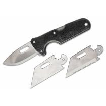 Cold Steel 40A Click-N-Cut Fixed Blade Knife 2.5" Interchangeable Drop Point, Plain and Serrated Utility Blades, ABS Handle