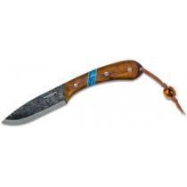 Condor Blue River Fixed Blade Knife 4.31" 440C Stainless Steel, Walnut Wood and Turquoise Handles, Welted Leather Sheath