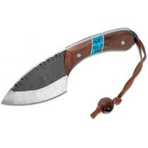 Condor Blue River Skinner Fixed Blade Knife 3.5" 440C Stainless Steel, Walnut Wood and Turquoise Handles, Welted Leather Sheath