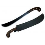 Condor Golok Machete 14" Black Carbon Steel Blade, Walnut Handles, Leather Sheath