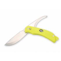 EKA G3 Pivoting Blade Hunting Knife, Yellow Handle, Nylon Sheath