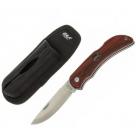 EKA Swede 10 Wood Folding Knife with Leather Sheath - 3.93" Blads