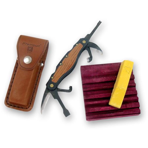 Flexcut Left Handed Carving Jack with Leather Sheath and Sharpening Compound (JKNL91)