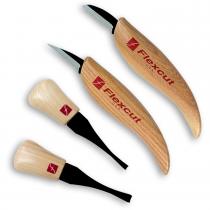 Flexcut KN600 Beginner Palm and Knife Set, 4 Different Style Blades, Ash Wood Handles