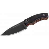 Flexcut Hawthorne Nomad Fixed Blade Knife - 4.37" Black Oxide DP Carbon Blade Black Canvas Micarta Handle with Orange G10 Liners