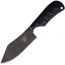 Fred Perrin Le Baby Fixed Blade Knife - 4" Black Stonewashed Blade, Black G10 Handle