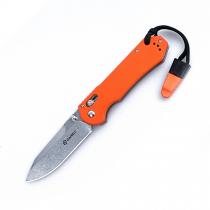 Ganzo Firebird FB7452 Orange Pocket Knife - 3.54" Blade, Orange G10 Handle with Lanyard and Whistle