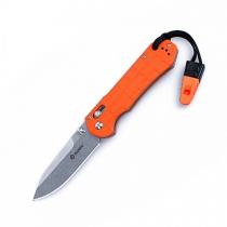Ganzo Firebird FB7452P Orange Pocket Knife - 3.54" Blade, Orange G10 Pattern Handle with Lanyard and Whistle