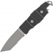Gear Aid Kotu Fixed Blade Knife - 3" Grey Titanium Partially Serrated Blade, Glass Breaker, Bottle Opener, Black Handle, Belt Sheath