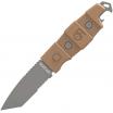 Gear Aid Kotu Fixed Blade Knife - 3" Grey Titanium Partially Serrated Blade, Glass Breaker, Bottle Opener, Coyote Handle, Belt Sheath