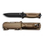 Gerber StrongArm Fixed 4.8" Black Plain Blade, Coyote Glass Filled Nylon Handles