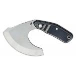 Gerber Downwind Ulu Fixed Blade Knife 3.42" Stonewashed, Black/Gray G10 Handles, Waxed Canvas Sheath