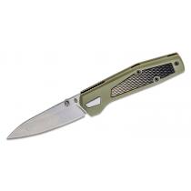 Gerber Fuse Folding Knife 3.37" Stonewashed Drop Point Plain Blade, Flat Sage Green GRN Handles