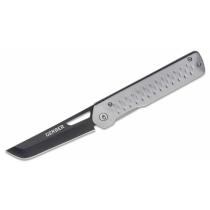 Gerber Ayako Front Flipper Knife, Black TiNi Tanto Plain Blade, Silver Aluminum and Stainless Steel Handles