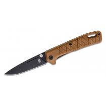 Gerber Zilch Folding Knife 3.1" Black Drop Point Plain Blade, Coyote Brown GRN Handles