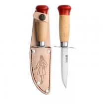 Helle Speider Pike Kids Scout Knife - 3.54" Blade with Finger Guard Birch Wood Handle