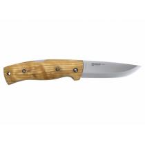 Helle Bleja Folding Lock Knife - 83mm Blade, Curly Birch Handle, Leather Sheath