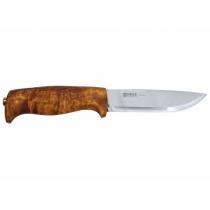 Helle Gaupe Knife - 106mm Blade, Curly Birch Handle, Leather Sheath
