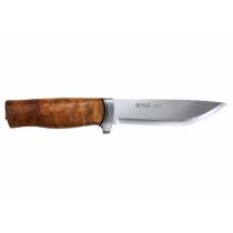 Helle GT Knife - 122mm Blade, Curly Birch Handle, Leather Sheath