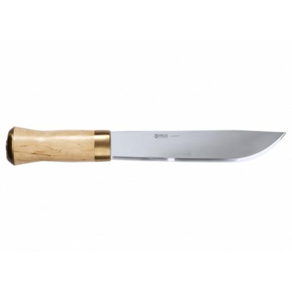 Helle Lappland Camp Knife - 213mm Blade, Birch and Brass Handle, Leather Sheath