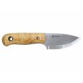 Helle Mandra Knife - Les Stroud - 78mm Blade, Curly Birch Handle, Leather Sheath