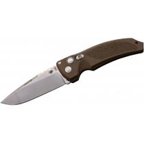 Hogue EX-03 Pocket Knife - 3.5" Tactical DP Blade Matte Brown Polymer Handle Button Lock
