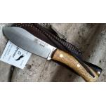 Joker Nessmuk Bushcraft Knife with Birch Handle - 4.33" Blade with Firesteel and Leather Sheath