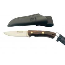 Joker CN17 Panther Bushcraft Knife - 3.74" Stainless Steel Blade, Turkish Walnut Handle, Leather Sheath