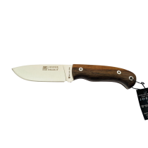 Joker CN58 Montes II Bushcraft Knife - 4.33" Stainless Steel Blade, Turkish Walnut Handle, Leather Sheath
