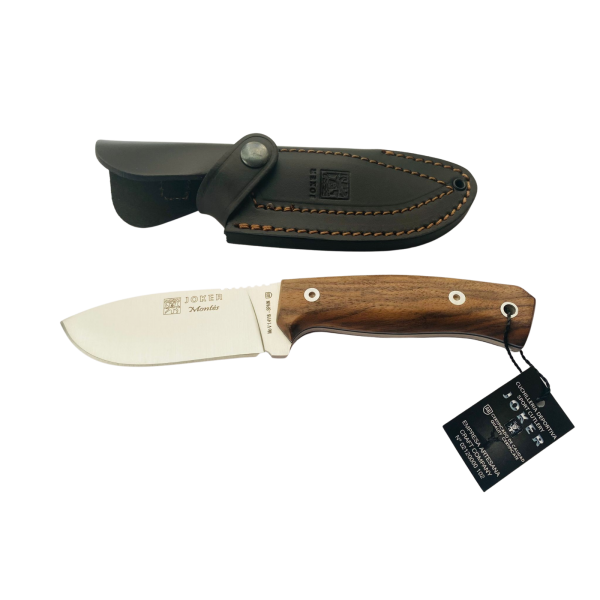 Joker CN59 Montes Bushcraft Knife - 4.13" Stainless Steel Blade, Turkish Walnut Handle, Leather Sheath