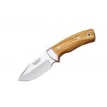 Joker CO20 Pecari Fixed Blade Knife - 3.34" Stainless Steel Blade, Olive Wood Handle, Leather Sheath