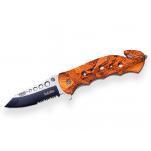 Joker JKR565 Wood Camo Tactical Knife with Belt Cutter and Glass Breaker - 3.14" Assisted Opening Blade - Aluminum Handle