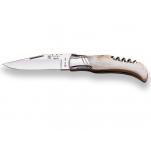 Joker NA11 Folding Knife with Corkscrew - Inox Virola Bull Horn Handle - 3.74" Blade