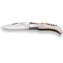Joker NA11 Folding Knife with Corkscrew - Inox Virola Bull Horn Handle - 3.74" Blade