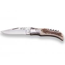 Joker NC11 Folding Knife with Corkscrew - Deer Horn Grip Handle - 3.74" Blade