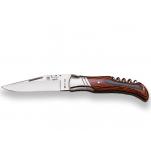 Joker NR11 Folding Knife with Red Wood Handle and Corkscrew - 3.74" Blade - Stamina Wood Handle