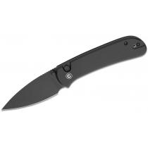 CIVIVI Qubit Folding Knife - 2.98" 14C28N Black Stonewashed DP Blade Black Aluminum Handle Button Lock