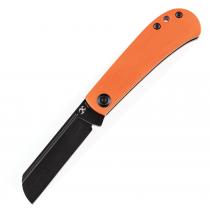 Kansept Knives Bevy UK EDC Folding Knife - 2.45" Black Coated Sheepsfoot Blade, Orange G10 Handle
