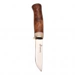 Karesuando Baver 10 Fixed Blade Knife - 3.93" Blade, Curly Birch Handle with Reindeer Antler