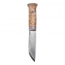 Karesuando Bjornen Damasteel Rose Fixed Blade Knife - 5.11" Damasteel DS93X Blade, Curly Birch Handle