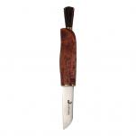 Karesuando Mushroom Knife Brown with Brush - 2.75" Blade, Curly Birch Handle