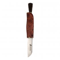 Karesuando Mushroom Knife Brown with Brush - 2.75" Blade, Curly Birch Handle