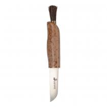 Karesuando Mushroom Knife Natural with Brush - 2.75" Blade, Curly Birch Handle