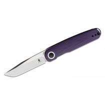 Kizer Squidward Folding Knife - 2.81" 154CM Satin Clip Point Blade Purple G10 Handle