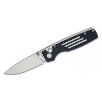 Kizer Cutlery Vanguard Original Button Lock Folding Knife - 2.98" 154CM Satin DP Blade Black & White G10 Handle