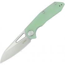 Kubey Vagrant Folding Knife - 3.15" AUS-10 Bead Blasted Modified Wharncliffe Blade Jade G10 Handle