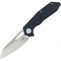 Kubey Vagrant Folding Knife - 3.15" AUS-10 Bead Blasted Modified Wharncliffe Blade Black G10 Handle