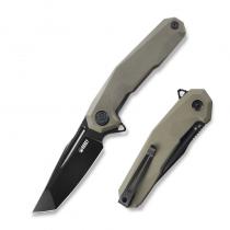 Kubey Carve Liner Lock Tactical Folding Knife - 3.59" Blade - Tan G10 Handle