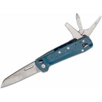 Leatherman FREE K2 Pocket Size Multi-Purpose Knife 3.3" Plain Blade, 8 Tools, Navy Blue Aluminium Handles