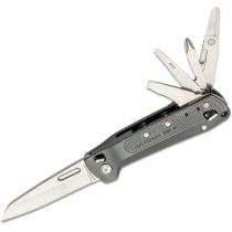 Leatherman FREE K4 Pocket Size Multi-Purpose Knife 3.3" Plain Blade, 9 Tools, Grey Aluminium Handles